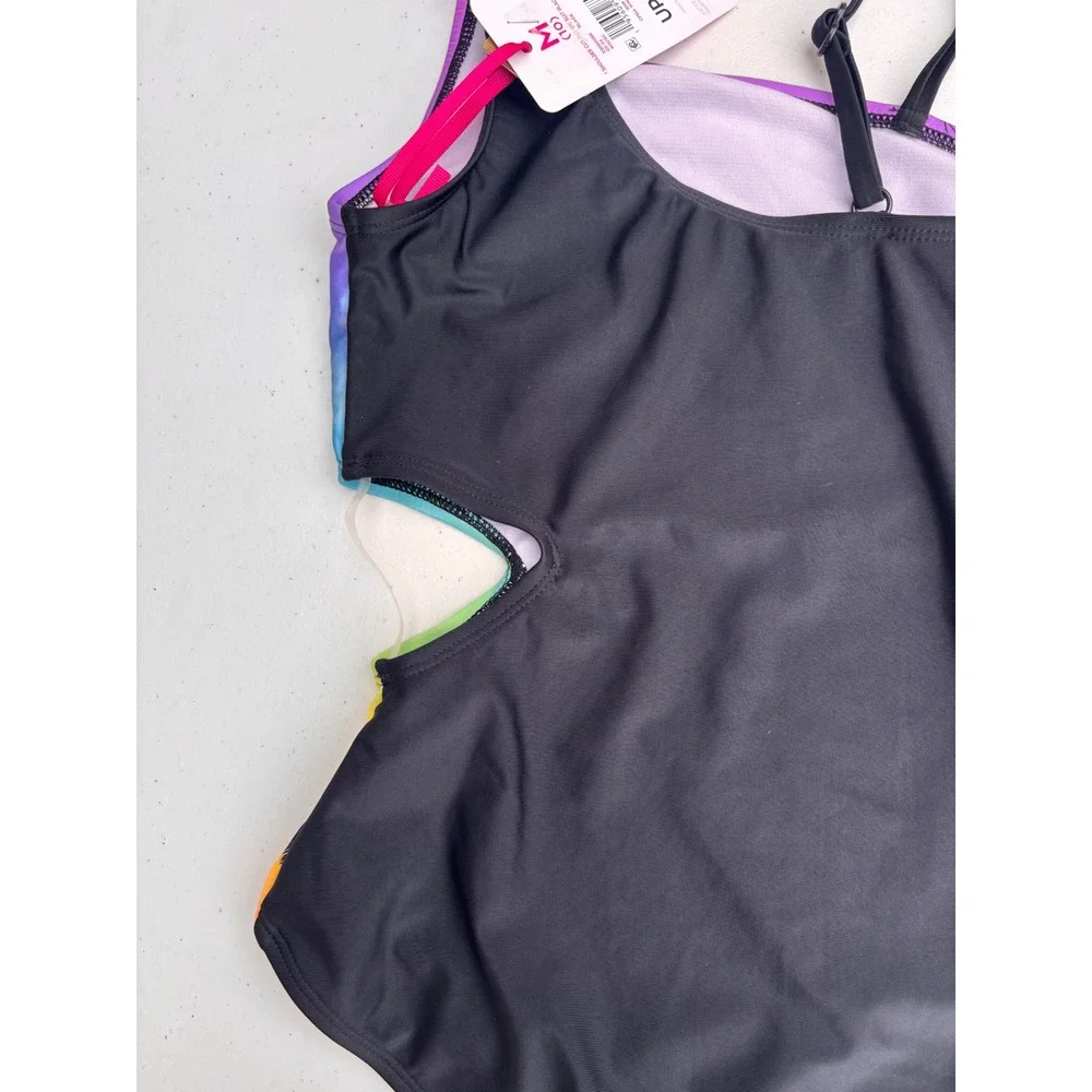 One-Piece Swimsuit‎ Cover-Up Girls 10/12 Pink Rainbow NWT